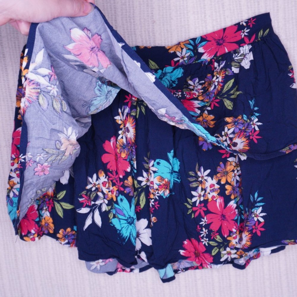 24) ARIZONA Floral Brillant Colored Layered Flowy Skirt w. Elastic Back Sz. L - Picture 4 of 7